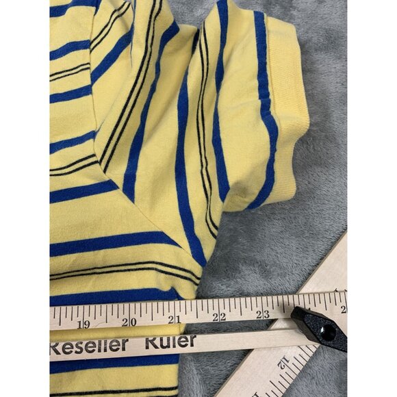 Chaps Men's Large Yellow & Blue Striped Polo Golf Grandpa Shirt 100% Cotton - Picture 6 of 9
